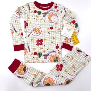 Burt's Bees Kids Pasta Gingham Organic Cotton Pajama Set 4T That's Amore NWT